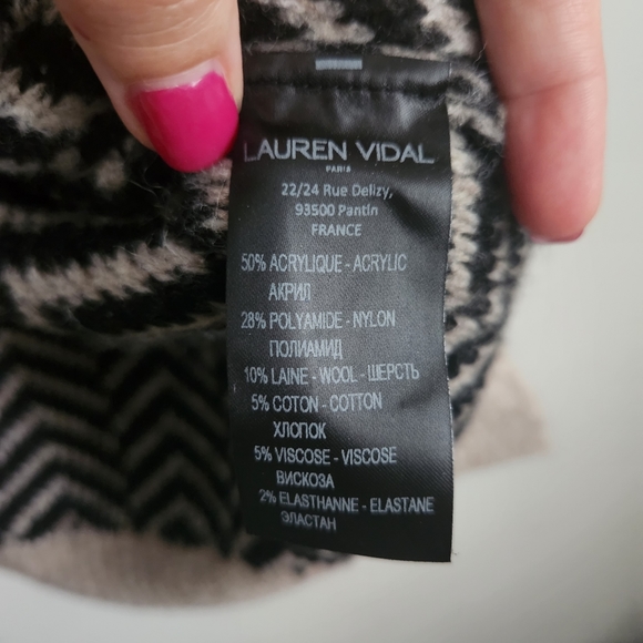 Lauren Vidal wool turtleneck sweater chevron sz L - Picture 4 of 4